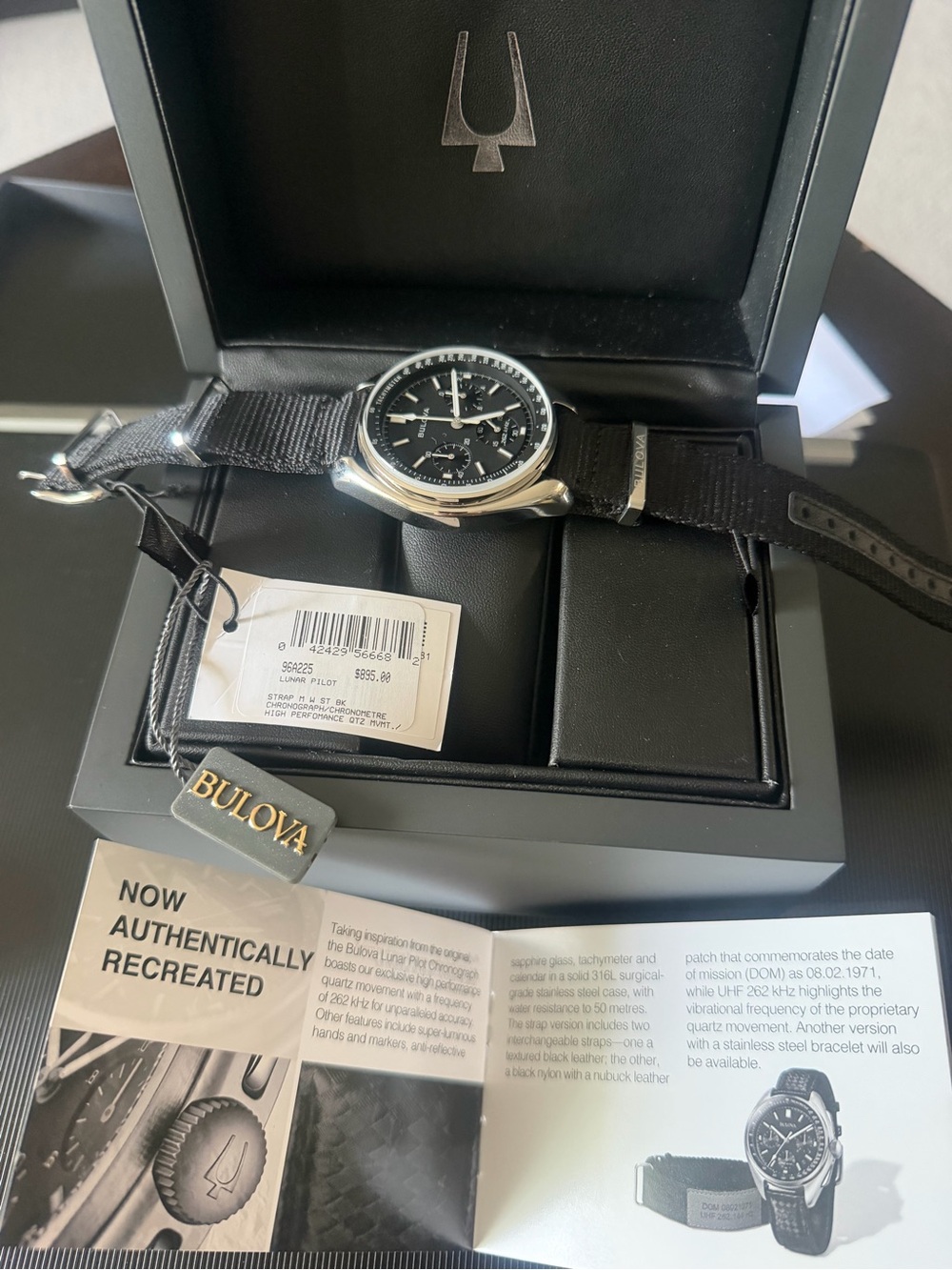 Bulova Black and Silver Lunar Pilot Chronograph Watch